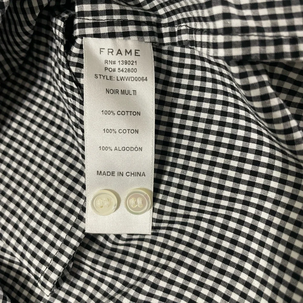 Frame Gingham Print Summer Shirt Dress Button Front XS